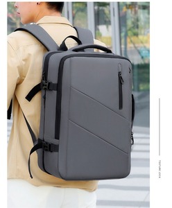 Wholesale Expandable Unisex <b>Large</b> Capacity Business Travel Laptop <b>Backpack</b> Waterproof Split <b>Leather</b> Zipper Hasp Closure Soft - Product Image 3