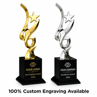 Trophée étoile en métal chromé personnalisé, prix du meilleur producteur, base noire, gravure personnalisée, 1ère, 2ème, 3ème place, vente en gros
