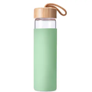 20盎司玻璃水瓶尼龙保护套，气密螺丝顶盖，便携式携带环引线，PVC和BPA免费