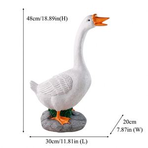 Offre Spéciale : Statue d'oie réaliste en résine blanche OEM avec base en roche grise, bec et pattes orange, décoration de jardin extérieur pour bassins de jardin - Product Image 6