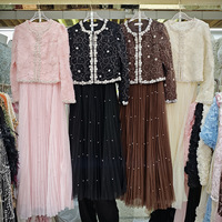 Fournisseur en gros pour boutiques : Ensemble deux pièces en tricot pour femme, veste à col rond et manches longues et jupe assortie, tenue chic et modeste pour femme musulmane