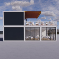 Restaurant américain préfabriqué en conteneur détachable, maison en verre, design moderne et luxueux, emballage plat étanche
