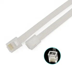 RJ12電話ケーブル6P6C電話延長コード28AWG6コアフレキシブルケーブルホワイト25cm