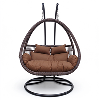 Fauteuil suspendu double pour patio, chaise suspendue en forme d'œuf pour 2 personnes, avec coussin, siège en rotin PE, moderne, pour salon, cour