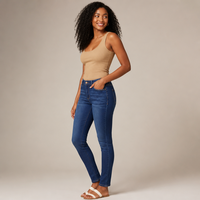 Jean Skinny Taille Mi-Haute Femme Effet Sculptant Extensible Cinq Poches Vente en Gros Usine