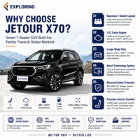 Nouveau SUV Jetour X70 Plus 2025, 7 places, essence, turbo, automatique, conduite à gauche, véhicule familial avec habitacle spacieux, caméra arrière
