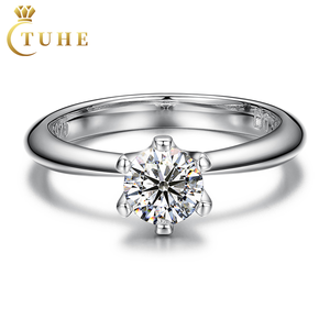 Promessa di fidanzamento gioielli 925 in argento Sterling VVS Moissanite solitario gemma classica fede nuziale per donna - Product Image 1