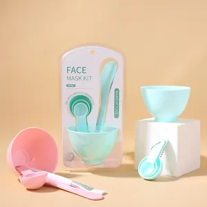 No Logo 6pcs Plastic Face Masking Brush And Bowl Spatula Spoon Cosmetic Small Mask Bowl Diy Spa Facial Mask Mixing Bowl Set 9064