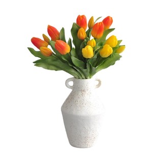 Bouquet de tulipes artificielles Yoshinobu en caoutchouc souple, 5 têtes, tige courte, décoration de mariage - Product Image 4