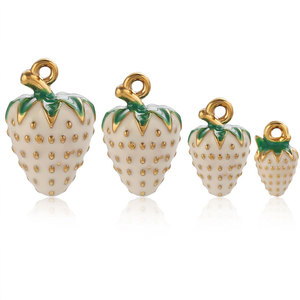 Custom Luxury 14k 18k Gold Plated 316L Stainless Steel Jewelry Strawberry Charms for <b>Bracelet</b> Necklace Jewelry Making - Product Image 4