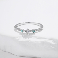 Bague empilable simple en argent sterling 925 avec pierre ronde délicate en CZ pour femme, bijou de fête, cadeau