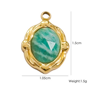 Delicado 10,5*15mm Acero inoxidable Irregular redondo encanto colorido facetado piedra Natural colgante DIY joyería - Product Image 4