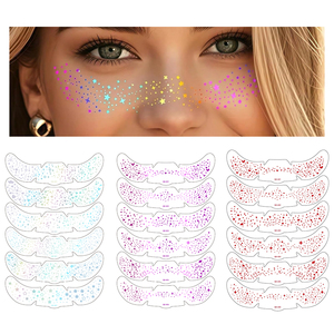 Adesivi Impermeabili con Glitter Scintillanti per il Viso, Tatuaggi Temporanei a Forma di Stella e Cuore, Trucco per Carnevale, Lentiggini <span class=keywords><strong>Arcobaleno</strong></span> - Product Image 5