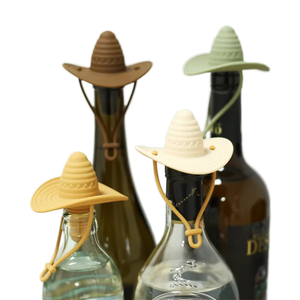Tapones de silicona al por mayor con forma de sombrero de vaquero, selladores de bebidas a prueba de fugas, tapones para botellas de champán y cerveza, accesorios para cocina y bar. - Product Image 1