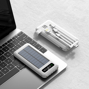 Banque d'alimentation solaire 20000 mAh avec logo personnalisé, recharge solaire pour téléphone, camping en plein air, lithium 2025, mince, pour la maison avec câbles - Product Image 3