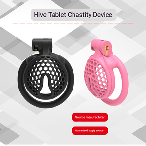 Jaula <span class=keywords><strong>de</strong></span> Castidad Masculina Honeycomb, Candado Erótico, Dispositivo Transpirable <span class=keywords><strong>de</strong></span> Nailon y Resina Rosa y Negro, Juguetes Sexuales, Ejercicios <span class=keywords><strong>de</strong></span> Kegel Cobra, BDSM - Product Image 5