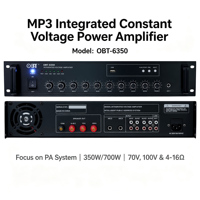 Amplificateur PA OBT-6350 350W à montage en rack, entrée multi-AUX et micro pour immeuble de bureaux