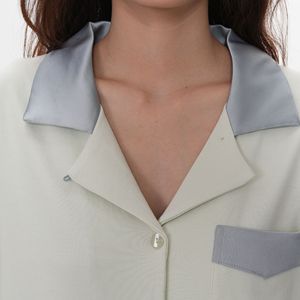 SUHE PJ-057 Conjunto de Pijama de 2 Piezas para Mujer, Estilo Vintage de Primavera, Tejido con Algodón Ammoniacado Líquido de los Años 50, Manga Larga, Suave y Transpirable para el Hogar - Product Image 3