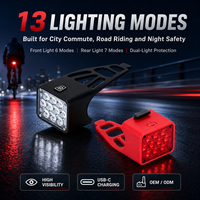 LED-Fahrradbeleuchtungs-Set mit Vorder- und Rücklicht, Doppelte 1200mAh-Batterie, 13 Modi, Silikonhülle für Straßen- und Mountainbikes