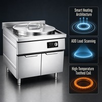 Cuiseur à induction professionnel simple/double tête pour nouilles et pâtes 12-15KW, garantie 1 an pour les restaurants, hôtels et magasins de nouilles