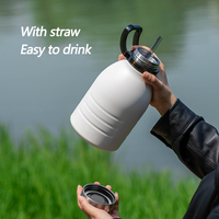 1500/1900ml grande capacité ventre tasse bouilloire flacon Portable Sport de plein air isolé 304 bouteille d'eau en acier inoxydable avec paille