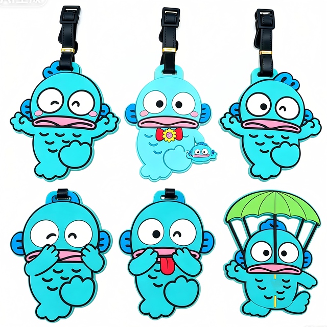 Factory Customization Printed 3D Cartoon Travel Luggage Tags Customizable Logo Pvc Airport Luggage Tag Suitcase Baggage Tag