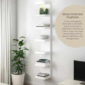 <span class=keywords><strong>Mensola</strong></span> a Muro Fluttuante Personalizzata con Luci LED - Unità di Scaffalatura Moderna Bianca con Telecomando - Montaggio a Parete per <span class=keywords><strong>Soggiorno</strong></span>, <span class=keywords><strong>Mensola</strong></span> a 7 Livelli - Product Image 4