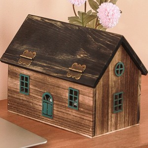 Dream House Tissue Box <b>Wooden</b> House Shape Organizer Desktop Storage For Living Room Decor - Product Image 4