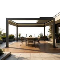 Pergola bioclimatique moderne de luxe, résistante au vent, pour patio extérieur, avec éclairage LED, pour jardin, cour, terrasse, balcon