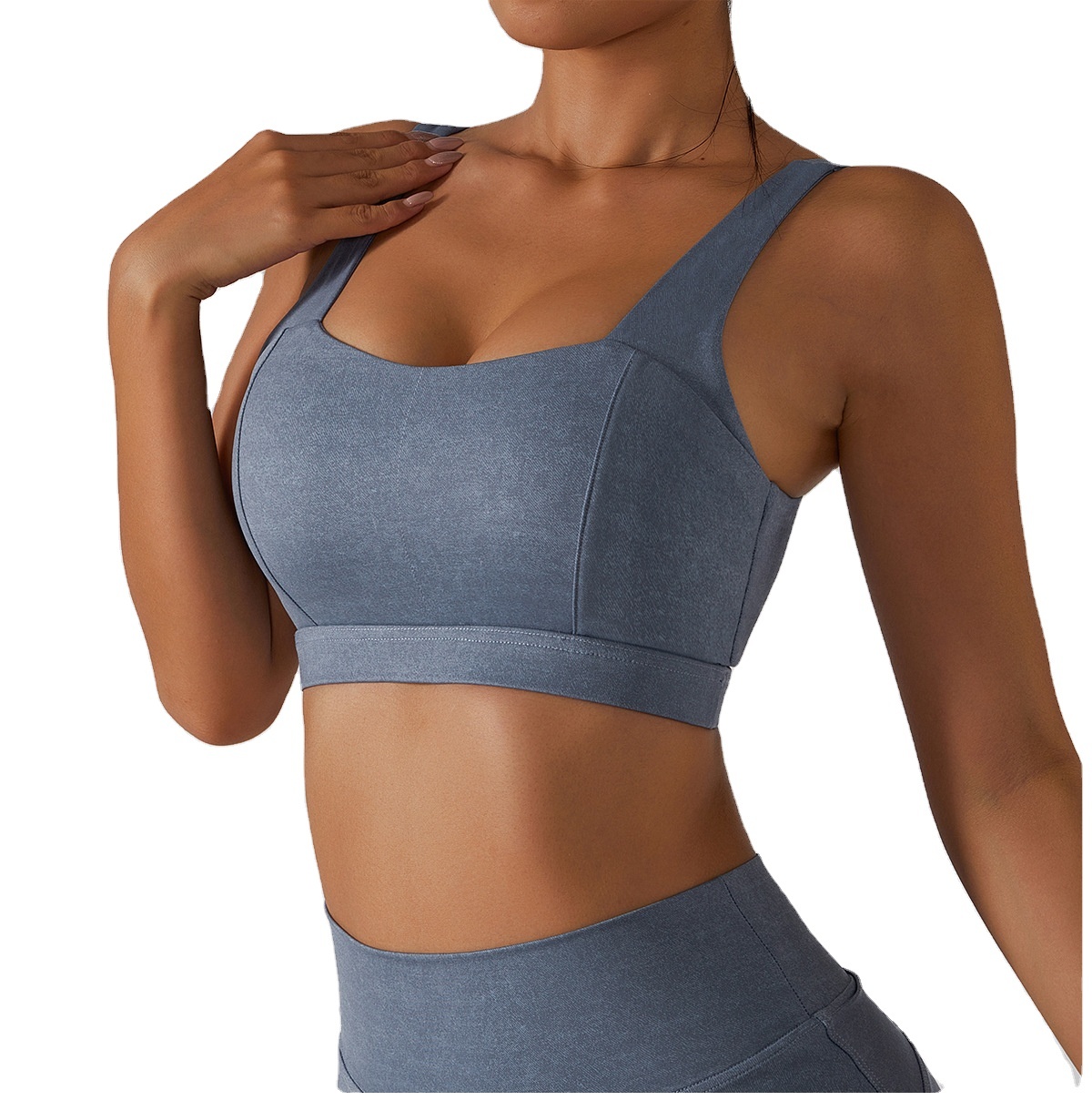 New Denim Nude Yoga Bra Shockproof Beautiful Back Sports Underwear Female Running Yoga Fitness Top
