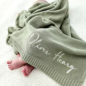 Tùy chỉnh siêu mềm sang trọng bé bọc Swaddle thêu dệt kim bé chăn cho trẻ sơ sinh