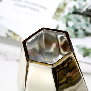 Décoration De Mariage Pièce Maîtresse Galvanisé Géométrique Grand Verre Fleur Vase En Or - Product Image 6