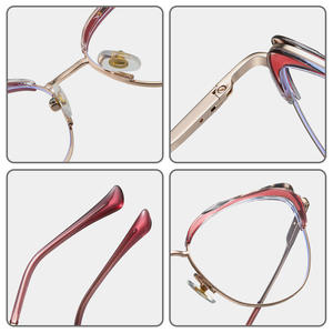 Monture de lunettes TR90 en métal, design œil de chat, anti-lumière bleue, pour ordinateur, monture complète, design circulaire - Product Image 5