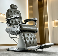 Fauteuil de Barbier Professionnel Hydraulique Rembourré Rétro de Luxe Populaire pour Salon de Coiffure et Barbier, Charge Lourde