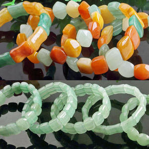 กำไลหยกเขียวธรรมชาติร้อยลูกปัดเชือกยางยืดหลากสี กำไลหยกทรงสูงแบบไม้ไผ่สำหรับผู้หญิง เครื่องประดับคุณภาพสูง ขายส่ง - Product Image 2