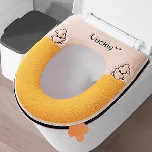 Funda de asiento de inodoro de lana de conejo, gruesa, impermeable y lavable para uso en otoño e invierno - Product Image 1