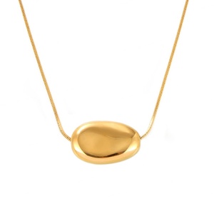 Collar de Cadena de Serpiente con Colgante de Acero Inoxidable Chapado en Oro, Collar de Frijol, Joyería Minimalista de Moda para Mujer - Product Image 2