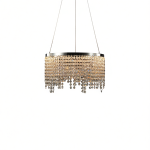 Crystal <b>LED</b> Chandelier 16 Inch Round Adjustable Height 3000K-6000K for Living Room Dining Room - Product Image 1