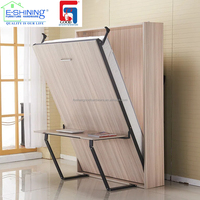Cadre de lit escamotable mural moderne en acier, gain de place, avec mécanisme de commande électrique à distance, lit-bureau automatique pour hôtel
