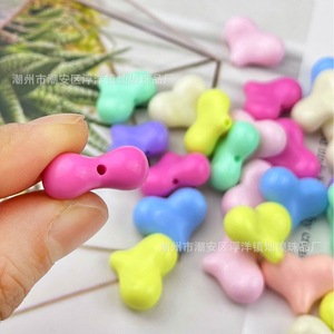 Perles en acrylique en forme de cœur, couleur unie, trou vertical, pour la fabrication de bijoux, accessoires de bricolage - Product Image 4
