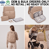 Mochila Pañalera OEM de Fábrica, Set Personalizado Acolchado de PU, Bolso de Maternidad Grande Impermeable para Almacenamiento y Cuidado del Bebé en Viajes