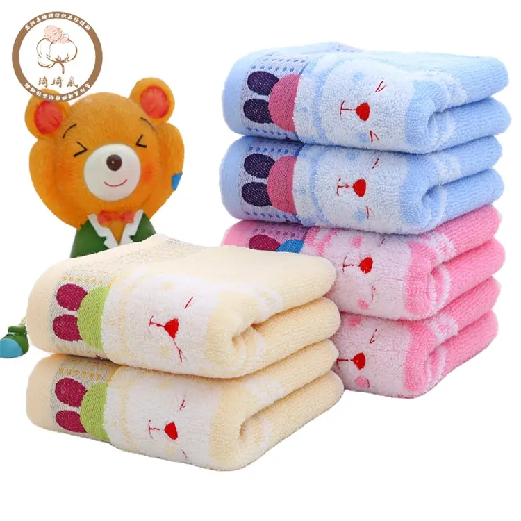 Groothandel 100% Katoenen Baby Handdoek Kind Leuk Konijn Handdoek Kids Baby Gezicht Handdoek