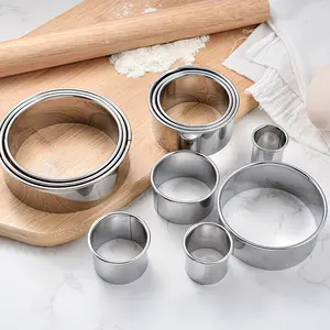 Bánh Quy Thép Không Gỉ Khuôn Cắt Vòng Dày Bánh Chết Cắt 11 Miếng Đặt Mousse Circle DIY Công Cụ Làm Bánh - Product Image 1