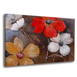 Beautiful Brown Red White blossom flower Still Life oil panting canvas wall art for home decor