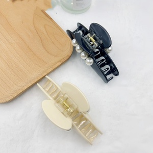 Grande pince à cheveux en acétate, style rétro français, avec perles, pour femmes - Product Image 6