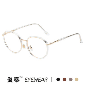 แว่นตา Yingtai กรอบทรงกลมแบบไม่สมมาตร วัสดุ TR90 กรอบเต็ม ป้องกันแสงสีฟ้า เลนส์ใส สำหรับทุกเพศ - Product Image 3