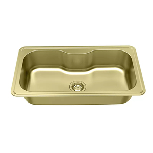 Fregadero de acero inoxidable curvo empotrable personalizado, de una pieza, estándar, prefabricado, de gran profundidad, con canal de grifo integrado para gabinetes. - Product Image 2