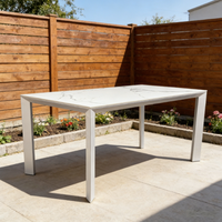 Ensemble de table et de chaises de salle à manger d'extérieur en aluminium blanc rectangulaire moderne, anti-corrosion, imperméable, pour villa, hôtel