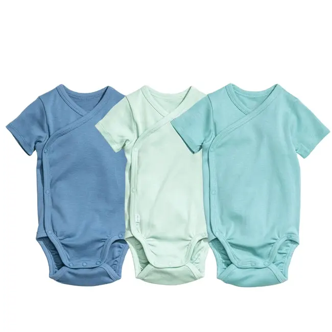 OEM summer newborn clothes rompers boys girls short sleeve onesie custom plain 100% organic cotton blank bodysuit for baby