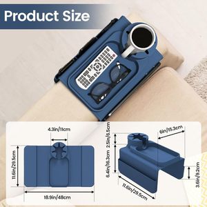 Plateau de canapé en silicone personnalisé, écologique, sans BPA, avec porte-gobelet pour fauteuil inclinable, support de téléphone portable et poches latérales imprimées - Product Image 2